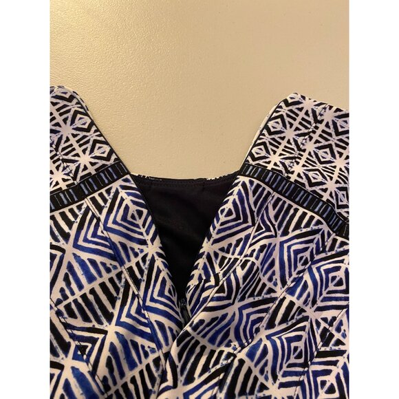 Vince Camuto Dress Geometric Print Fit & Flare Sleeveless Blue White Size 4 - Picture 6 of 12